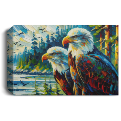 Eagle Pair Near Shore - Canvas Art Prints