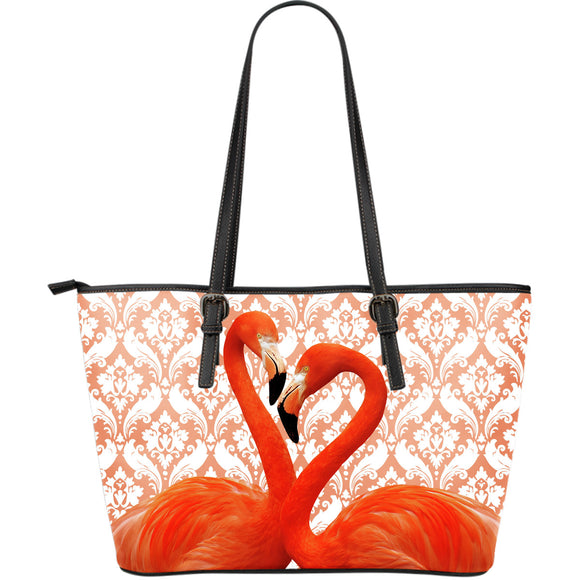 Flamingo Flocking Large Leather Tote Bag