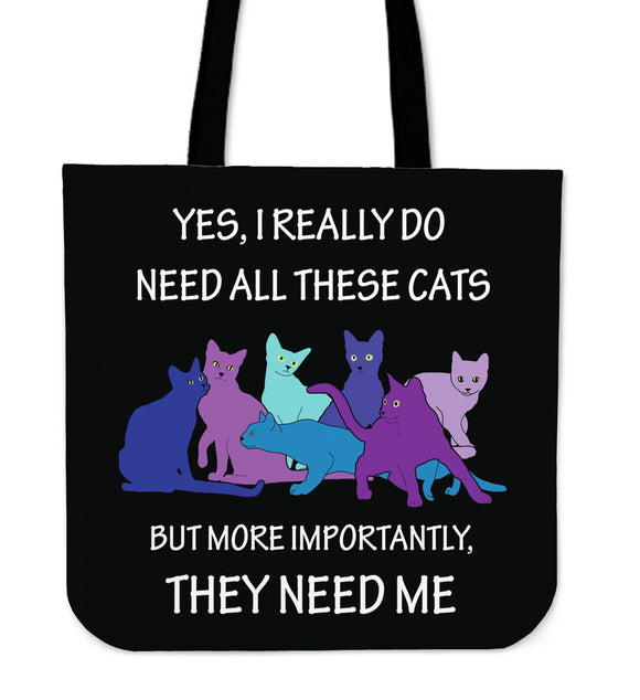 They Need Me - Blue Cats - Cloth Tote Bag
