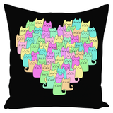 Heartful of Cats Throw Pillows