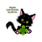Lucky the Black Cat with Shamrock - Kiss-Cut Stickers