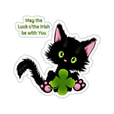 Lucky the Black Cat with Shamrock - Kiss-Cut Stickers