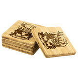 Deer with Full Moon - Bamboo Coasters