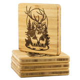Deer with Full Moon - Bamboo Coasters