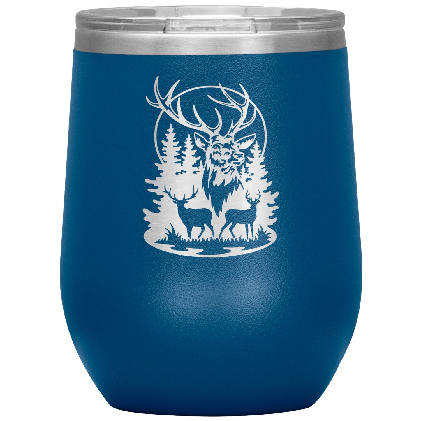 Deer with Full Moon - Wine Tumbler