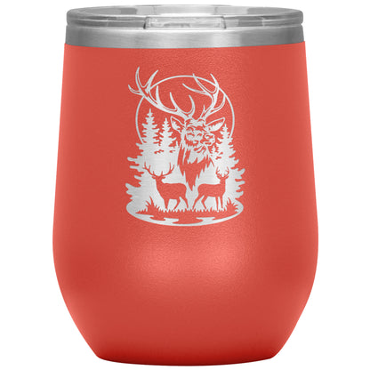 Deer with Full Moon - Wine Tumbler