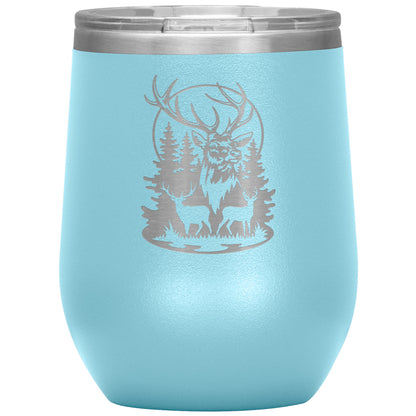 Deer with Full Moon - Wine Tumbler