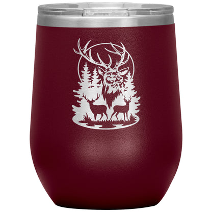 Deer with Full Moon - Wine Tumbler