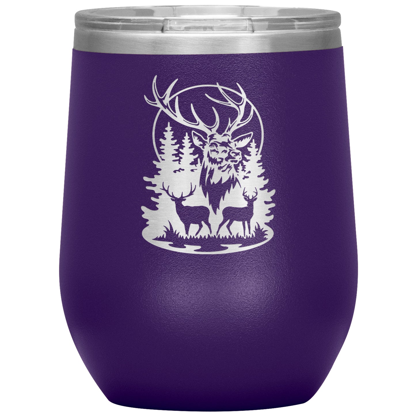 Deer with Full Moon - Wine Tumbler