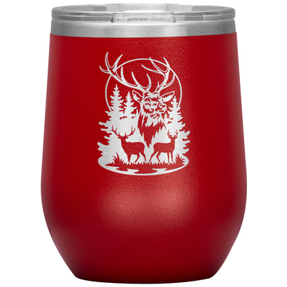 Deer with Full Moon - Wine Tumbler