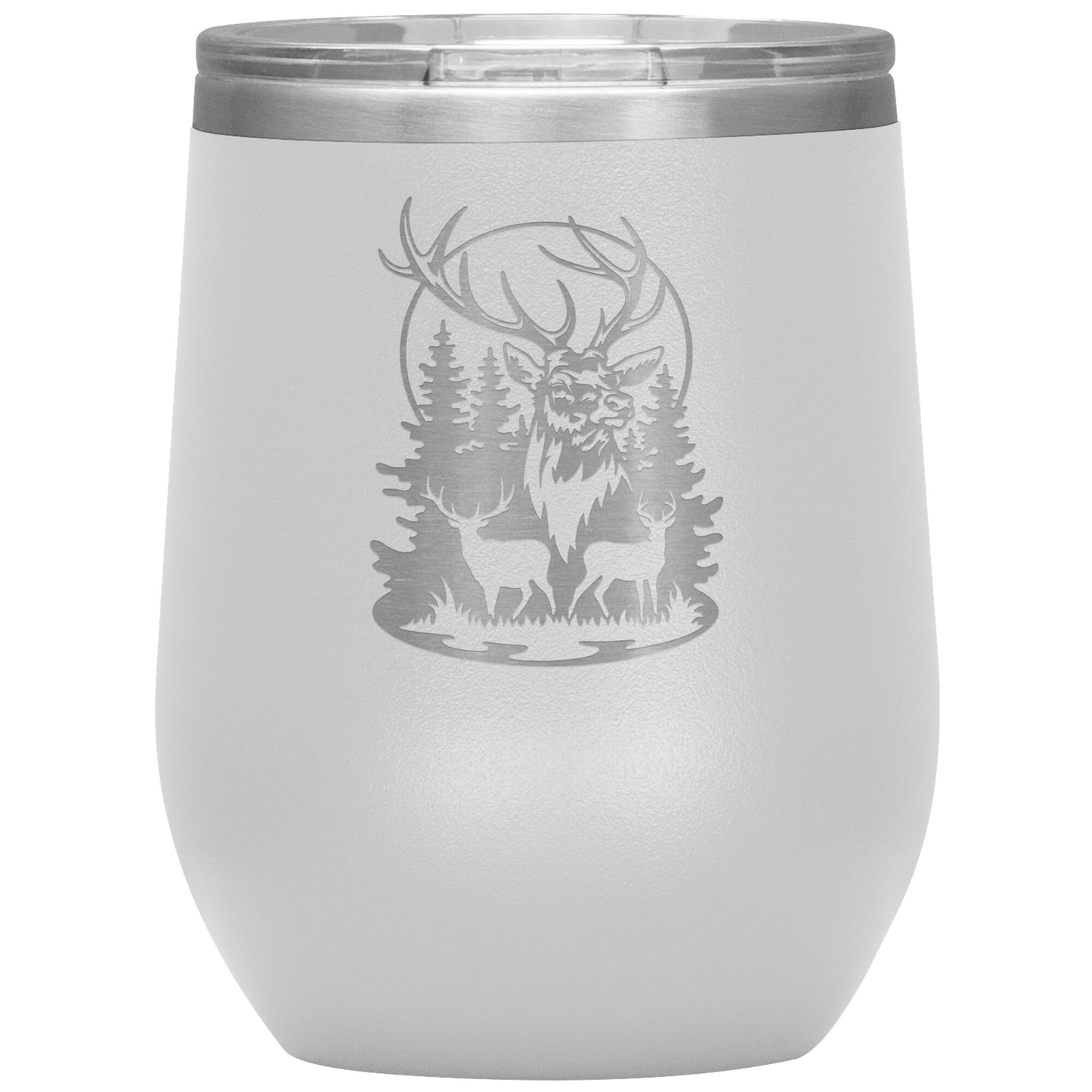 Deer with Full Moon - Wine Tumbler