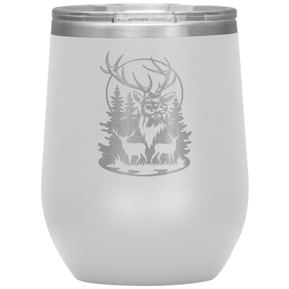 Deer with Full Moon - Wine Tumbler