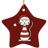 Santa Cat Ceramic Ornaments in 4 Shapes