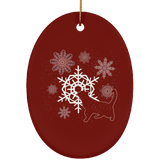 Cat and Snowflakes Ceramic Ornaments in 4 Shapes