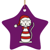 Santa Cat Ceramic Ornaments in 4 Shapes