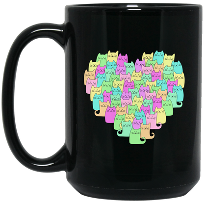 Heartful of Cats - 11 and 15 oz Black Mugs