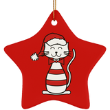 Santa Cat Ceramic Ornaments in 4 Shapes