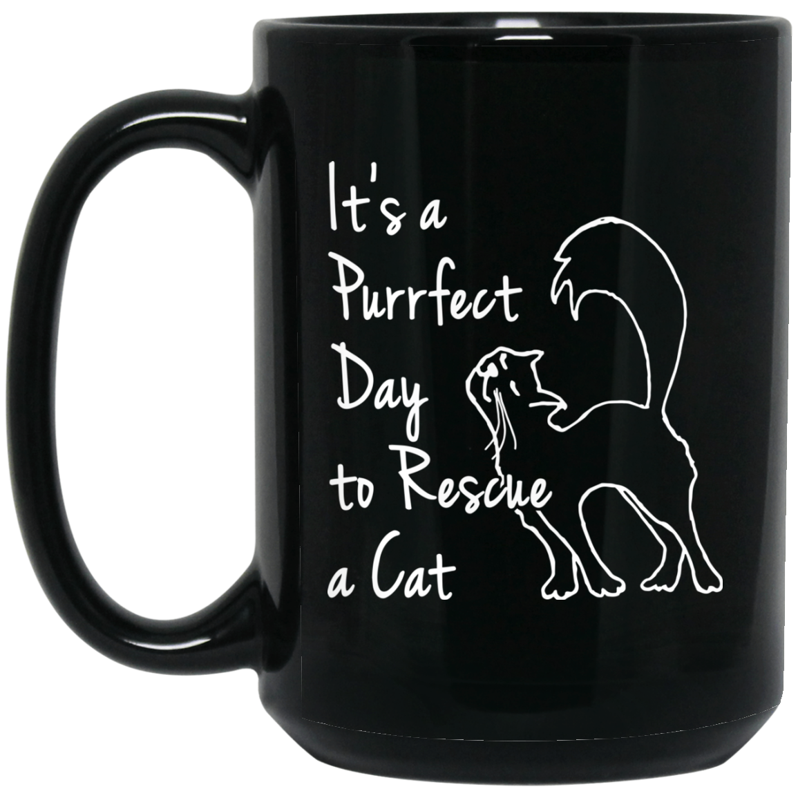 Purrfect Day 11 and 15 oz Black Mugs