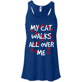 My Cat Walks All Over Me Flowy Racerback Tank