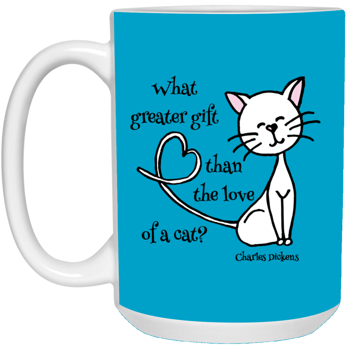 Dickens Cat - 11 and 15 oz White Mugs
