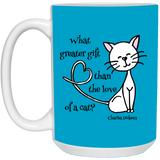 Dickens Cat 11 and 15 oz White Mugs