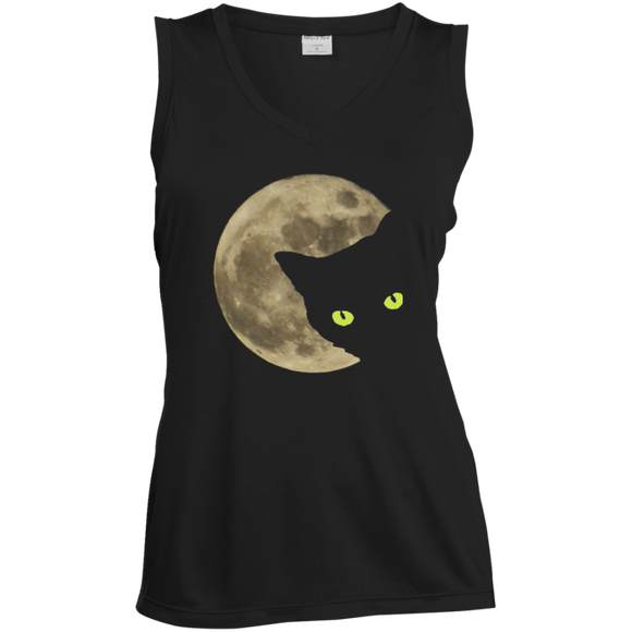 Moon Cat Ladies Sleeveless Moisture Absorbing V-Neck