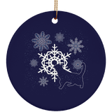 Cat and Snowflakes Ceramic Ornaments in 4 Shapes