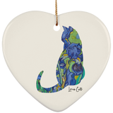 Iris Cat Ceramic Ornaments in 4 Shapes
