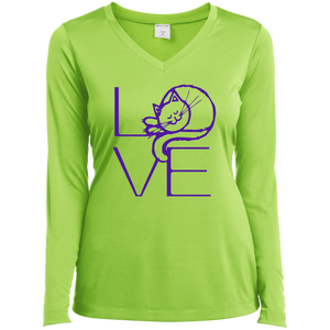LOVE Cat Ladies LS Performance V-Neck T-Shirt