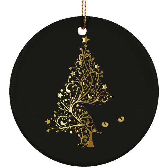 Black Cat Christmas Tree Ceramic Ornaments in 4 Shapes
