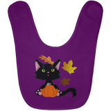 Lucky the Black Cat with Pumpkin Baby Bib
