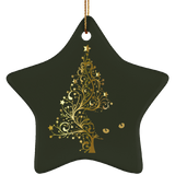 Black Cat Christmas Tree Ceramic Ornaments in 4 Shapes