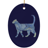 Starry Night Tabby Ceramic Ornaments in 4 Shapes
