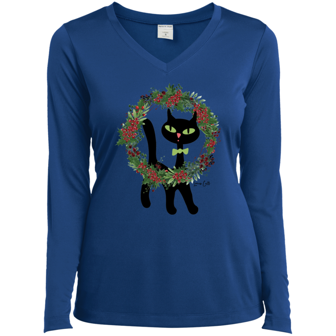 Victor in Christmas Wreath Ladies Long Sleeve T-Shirts