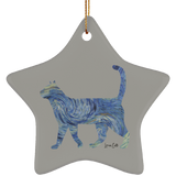 Starry Night Tabby Ceramic Ornaments in 4 Shapes