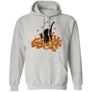 Cat in Leaves Pullover Hoodie