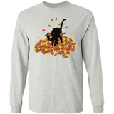 Cat in Leaves LS Ultra Cotton T-Shirt