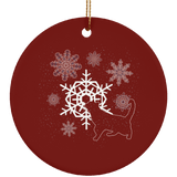 Cat and Snowflakes Ceramic Ornaments in 4 Shapes