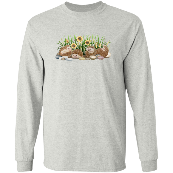 Hedgehogs and Sunflowers Long Sleeve T-Shirt