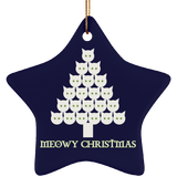 Meowy White Christmas Ceramic Ornaments in 4 Shapes