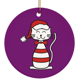 Santa Cat Ceramic Ornaments in 4 Shapes