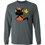 Lucky the Black Cat with Pumpkin LS Ultra Cotton T-Shirt