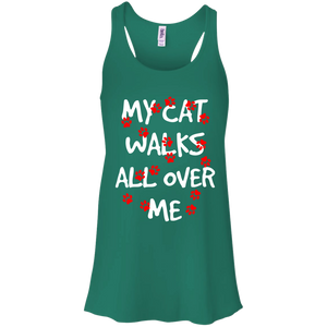 My Cat Walks All Over Me Flowy Racerback Tank
