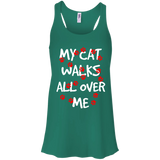My Cat Walks All Over Me Flowy Racerback Tank