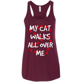 My Cat Walks All Over Me Flowy Racerback Tank