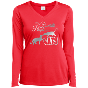 My Favorite People are Cats Ladies LS Performance V-Neck T-Shirt