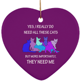 THEY NEED ME 2 blues Ceramic Ornaments in 4 Shapes