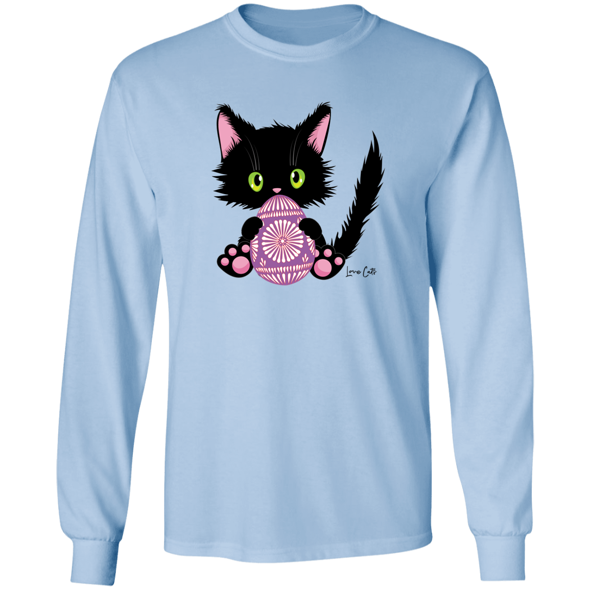 Lucky the Black Cat with Easter Egg LS Ultra Cotton T-Shirt