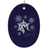 Cat and Snowflakes Ceramic Ornaments in 4 Shapes