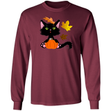 Lucky the Black Cat with Pumpkin LS Ultra Cotton T-Shirt